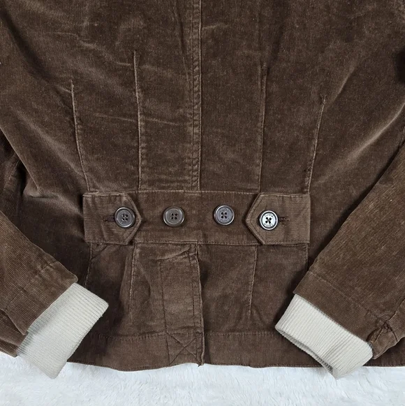 Nori Vintage Y2K Brown/Beige Corduroy Hoodie/Zip Up Blazer Size 1 Buttons - Picture 7 of 13